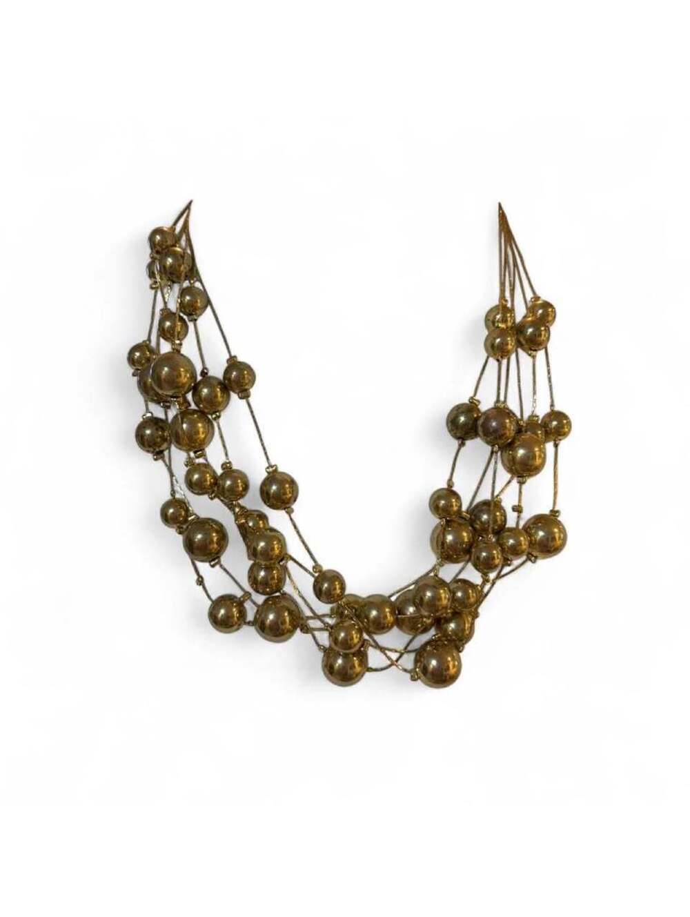 Gold Multi-Strand Ball Bead Necklace